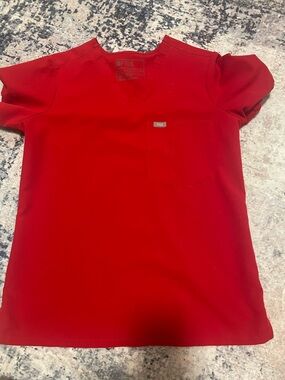 Figs Women's Short Sleeve Tee in Bright Red